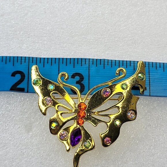 Gold Filigree Butterfly Brooch - Picture 10 of 12